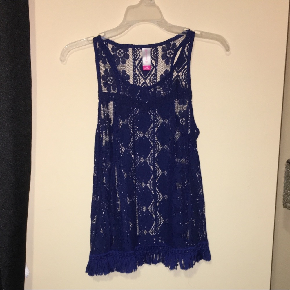 Blue lace tank top